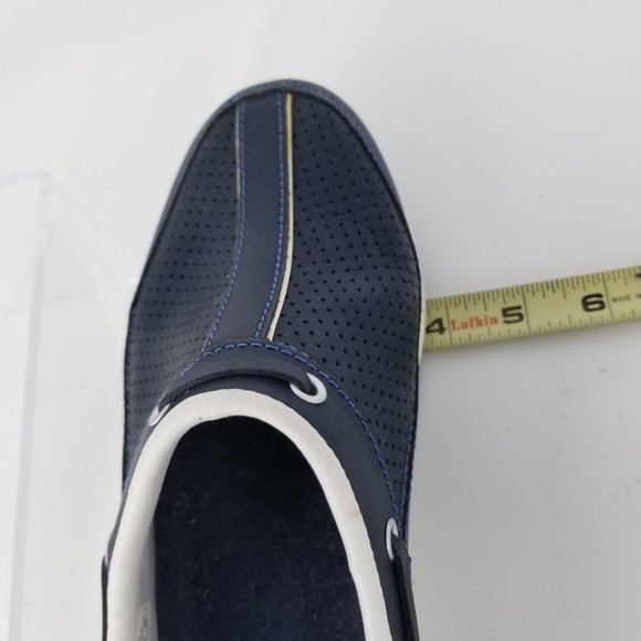 Easy Spirit Women US 8.0 Shoes Mule Clog Slide Slip On Travel Navy Blue Leather - Picture 13 of 14